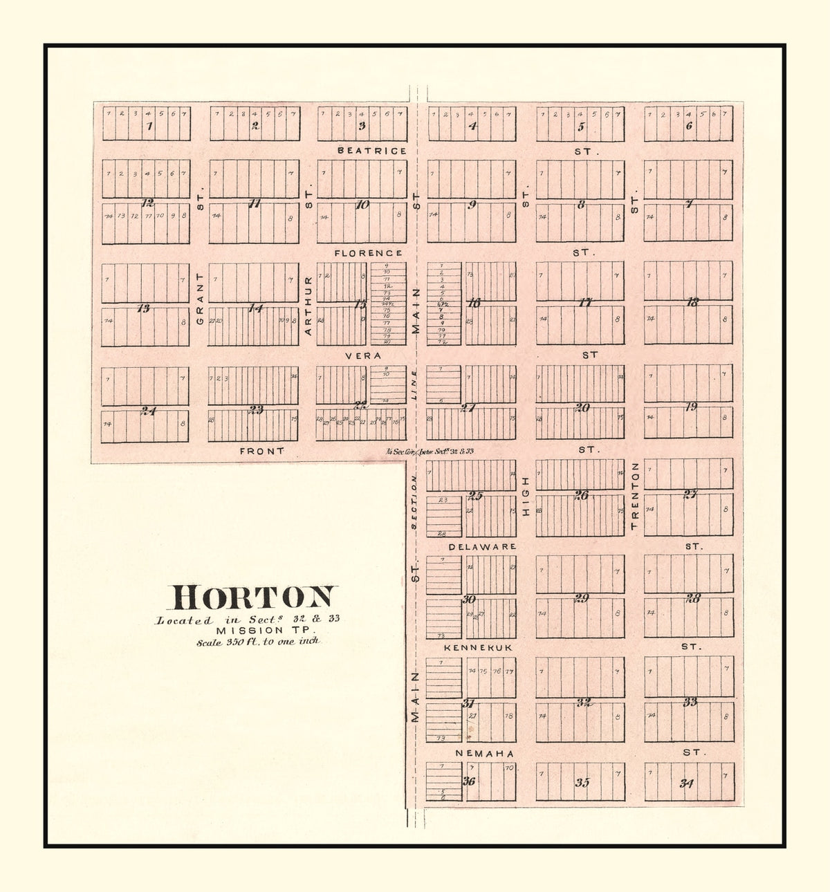 Preview of Vintage Map of Horton, Kansas 1887