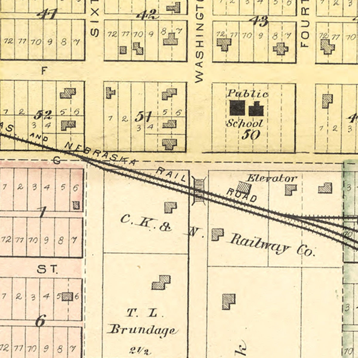 Restored historic details from the 1887 city map of Sabetha, Kansas