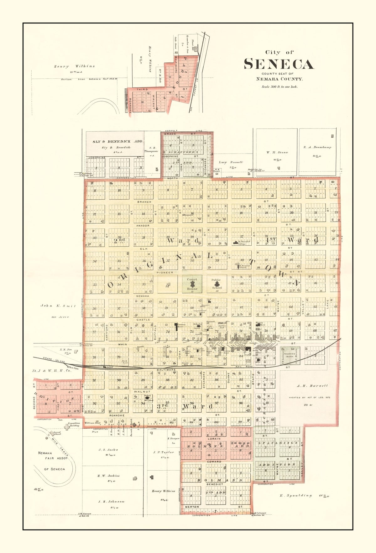 Preview of Vintage Map of Seneca, Kansas 1887