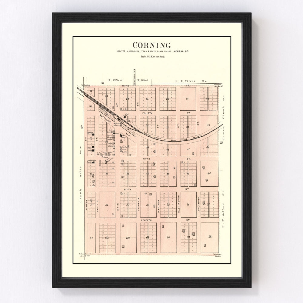 Corning Vintage Map 1887