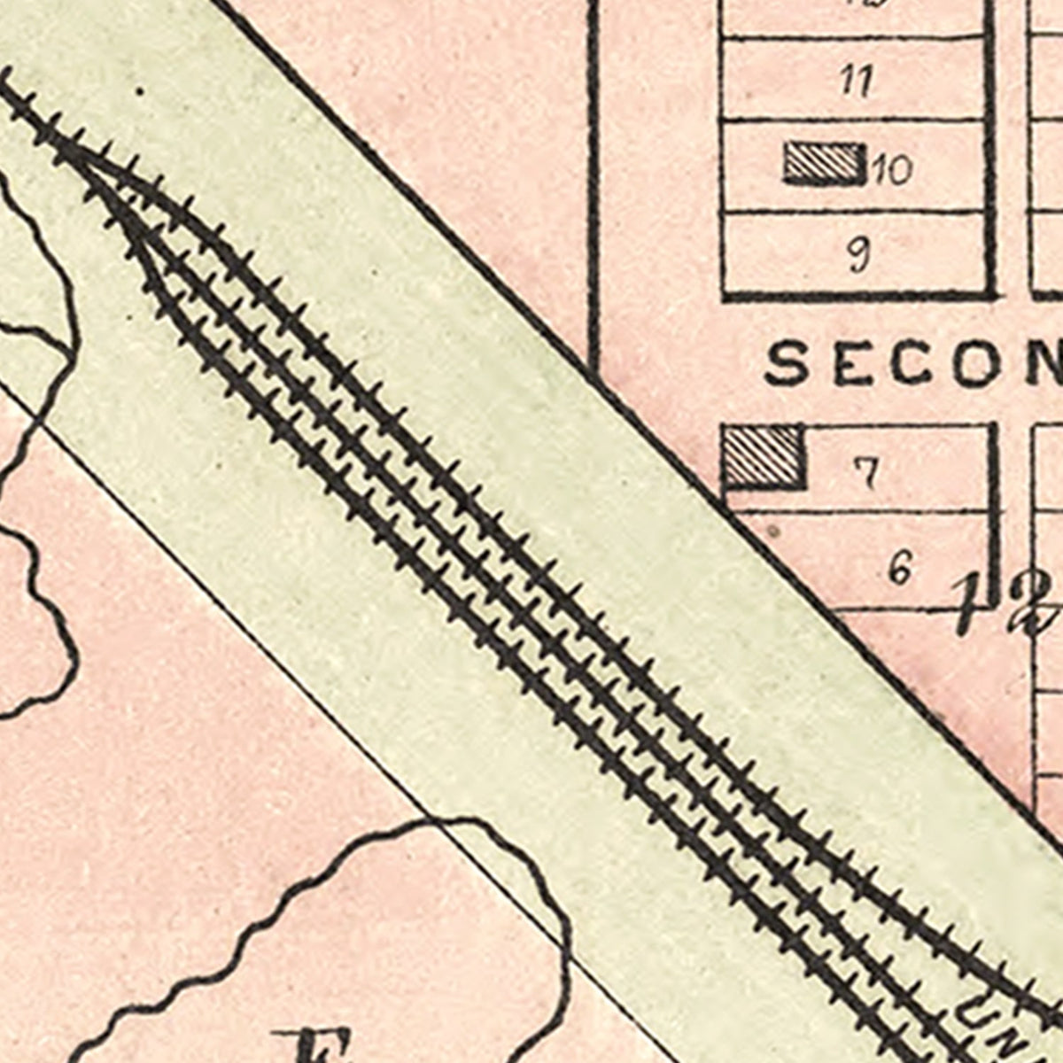 Restored historic details from the 1887 city map of Goffs, Kansas