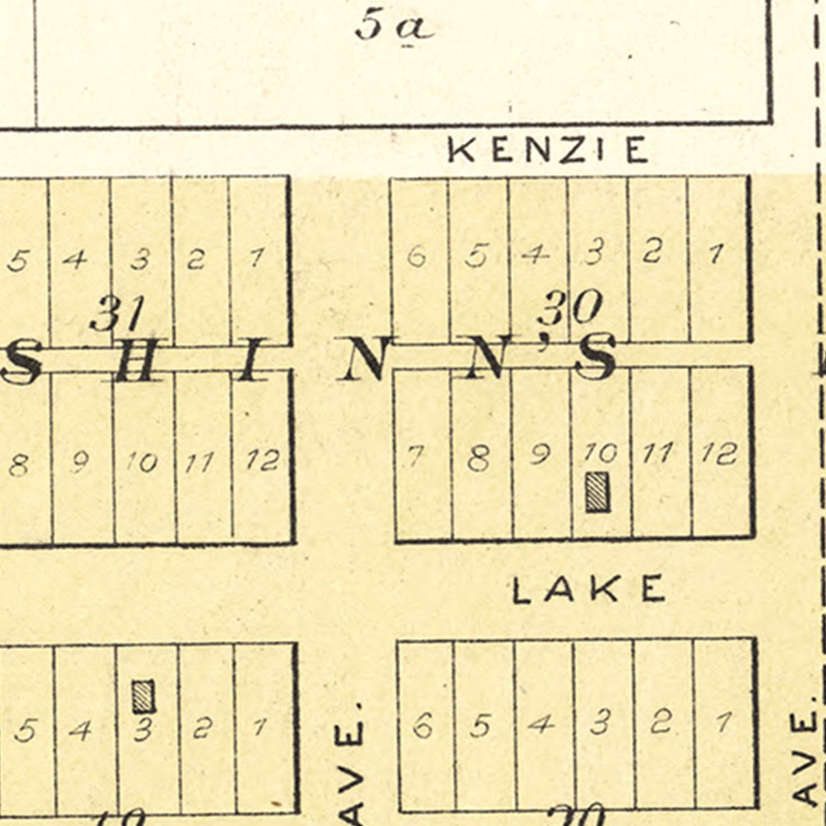 Restored historic details from the 1887 city map of Baileyville, Kansas