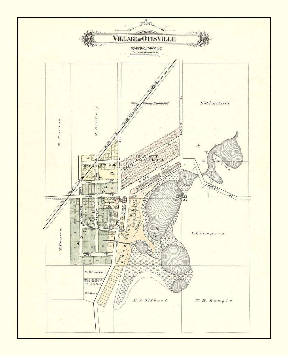 Vintage Map of Otisville, Michigan 1889 print style example