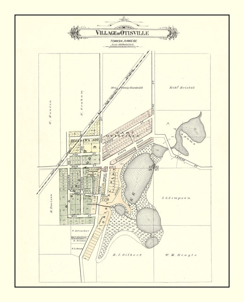 Size comparison using Vintage Map of Otisville, Michigan 1889