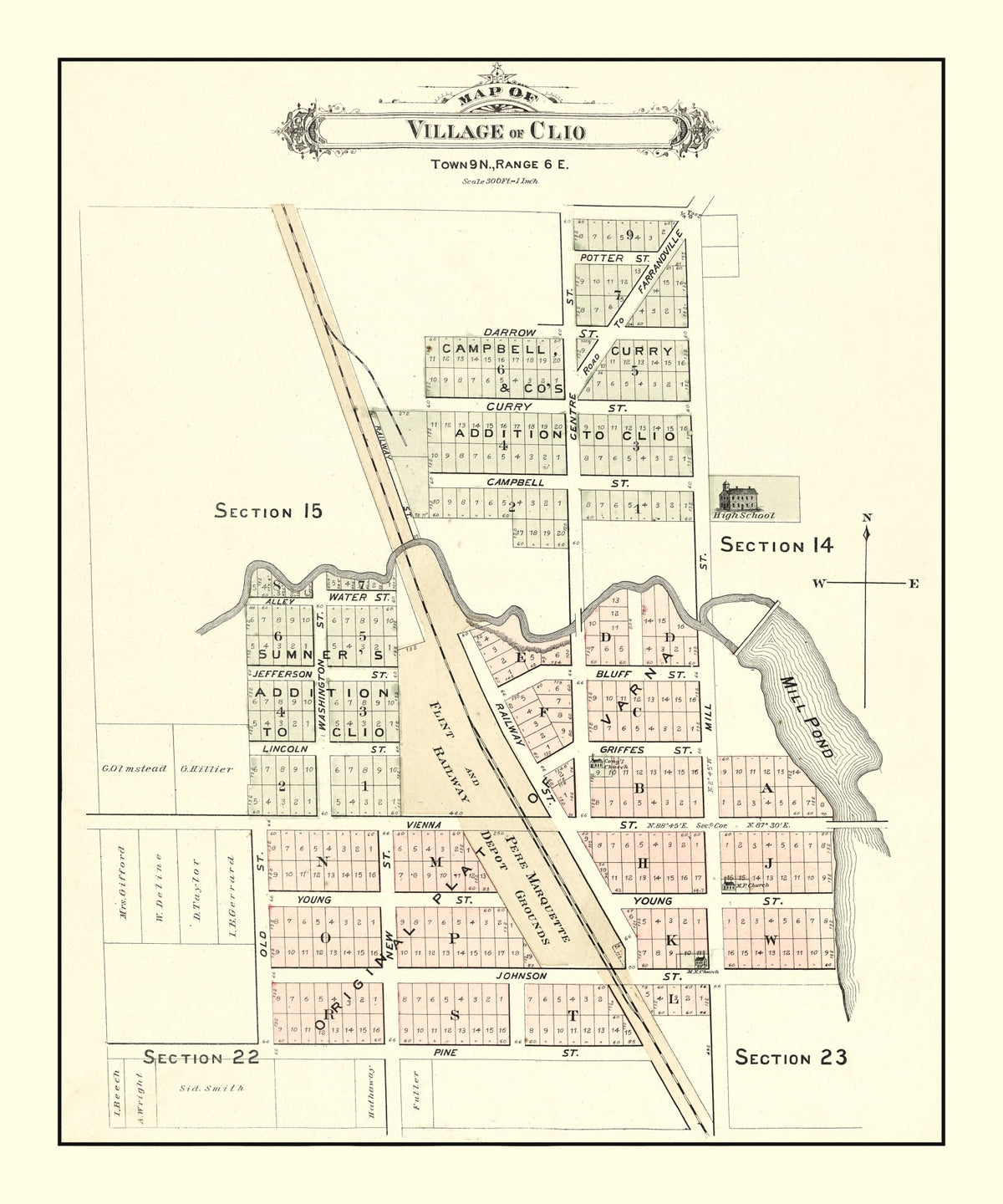 Preview of Vintage Map of Clio, Michigan 1889