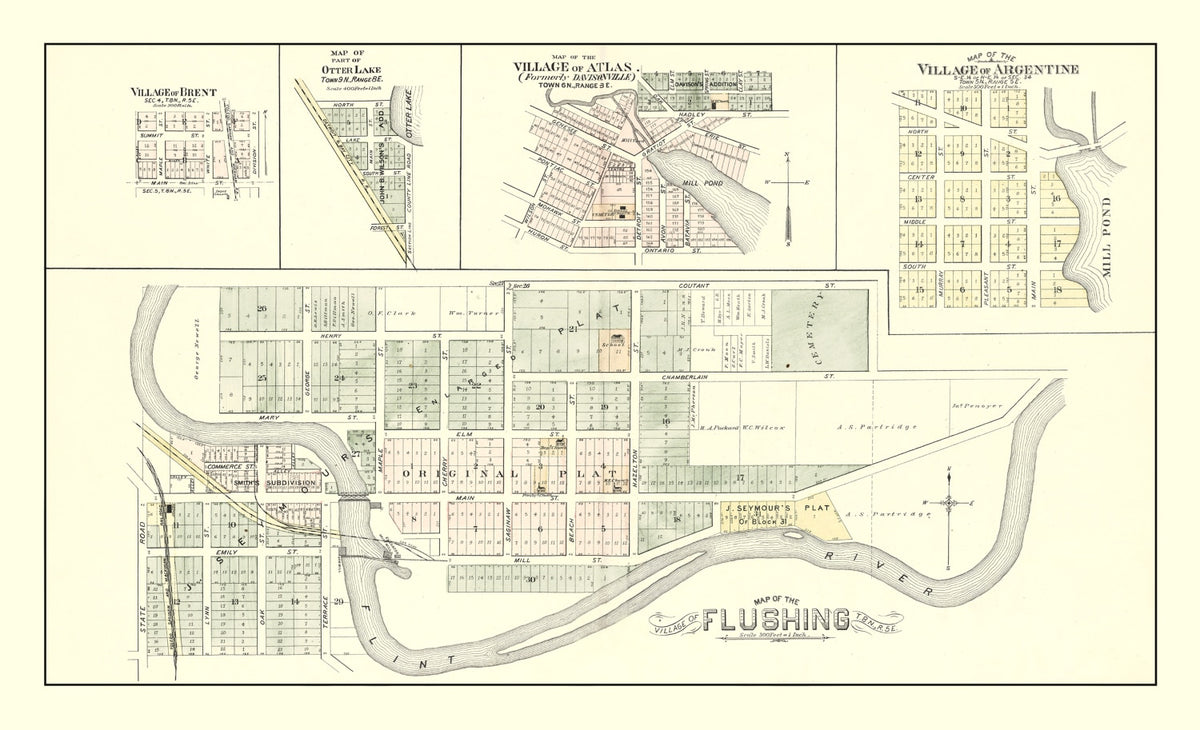 Preview of Vintage Map of Flushing, Michigan 1889