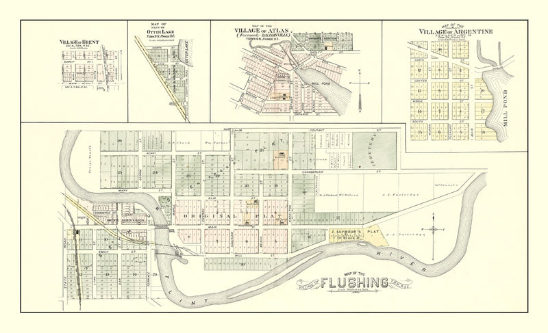 Size comparison using Vintage Map of Flushing, Michigan 1889