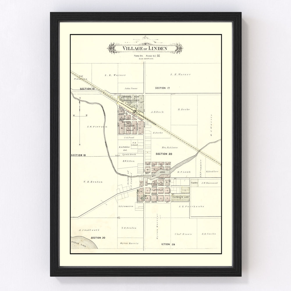 Linden Vintage Map 1889