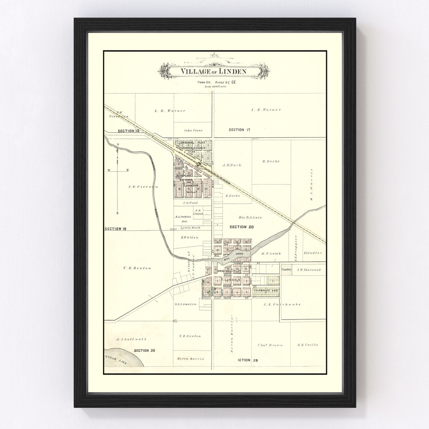 Linden Vintage Map 1889