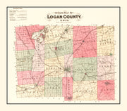 Vintage Map of Logan County, Ohio 1890