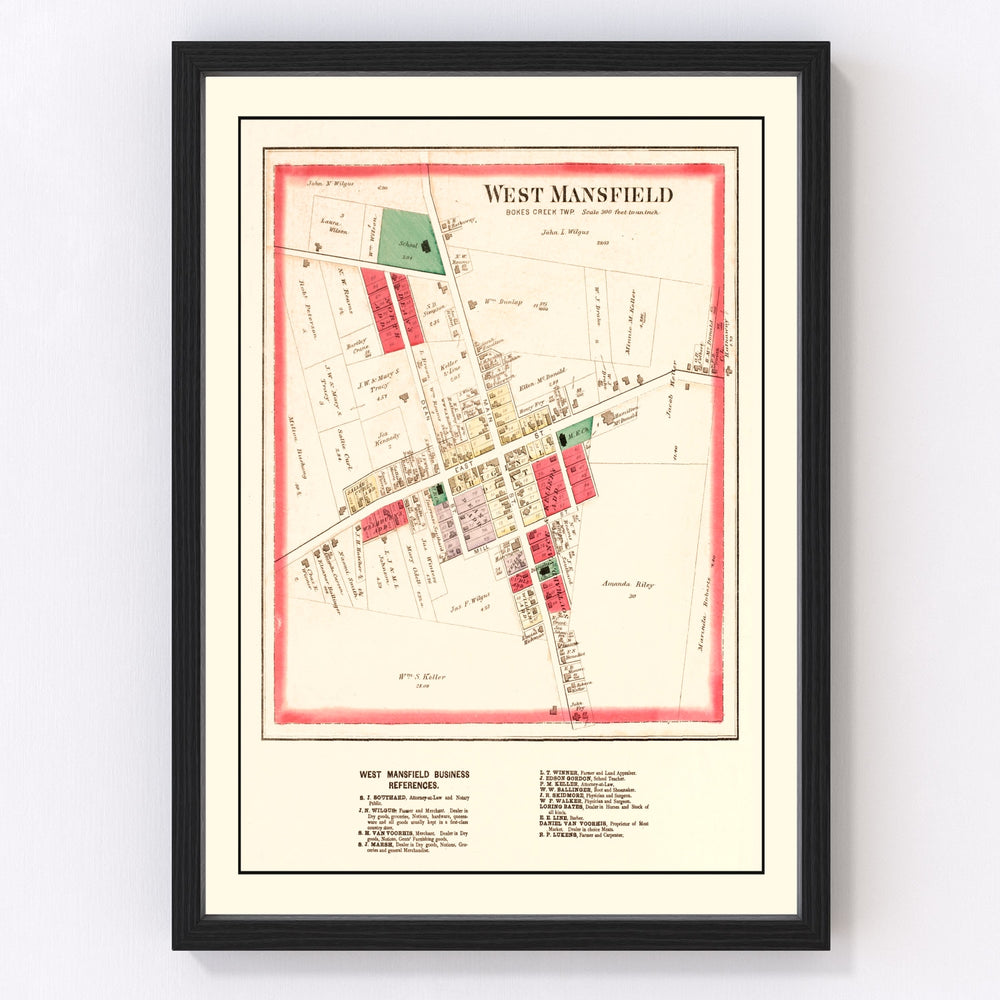West Mansfield Vintage Map 1890