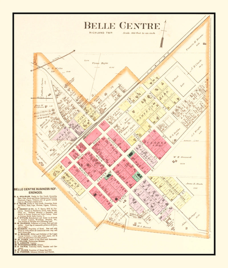 Size comparison using Vintage Map of Belle Centre, Ohio 1890