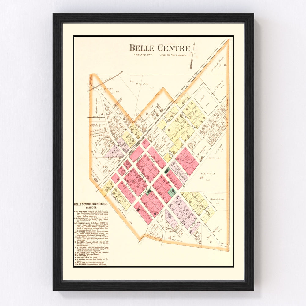 Belle Centre Vintage Map 1890