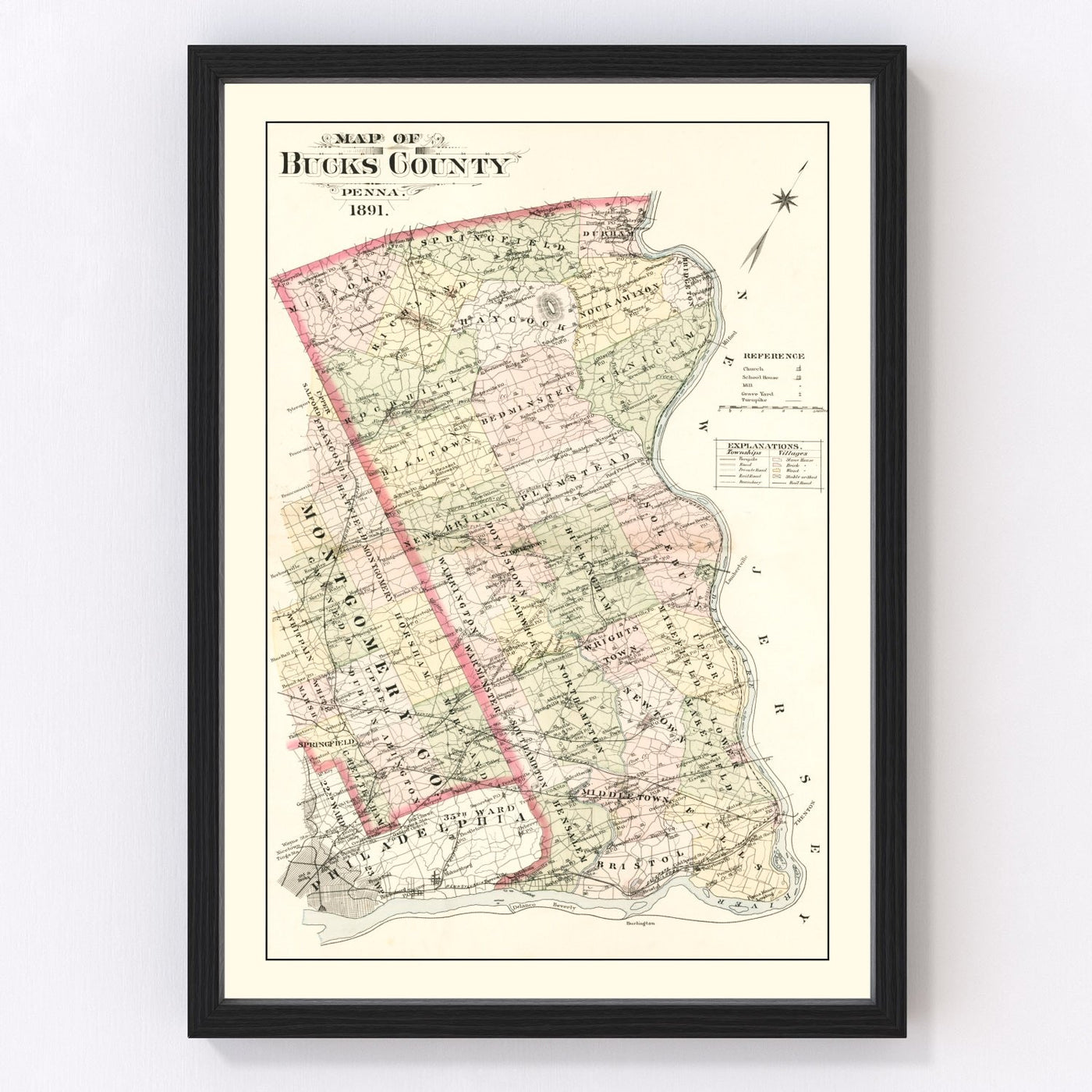 Bucks County Vintage Map 1891