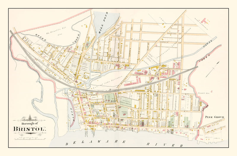 Size comparison using Vintage Map of Bristol, Pennsylvania 1891