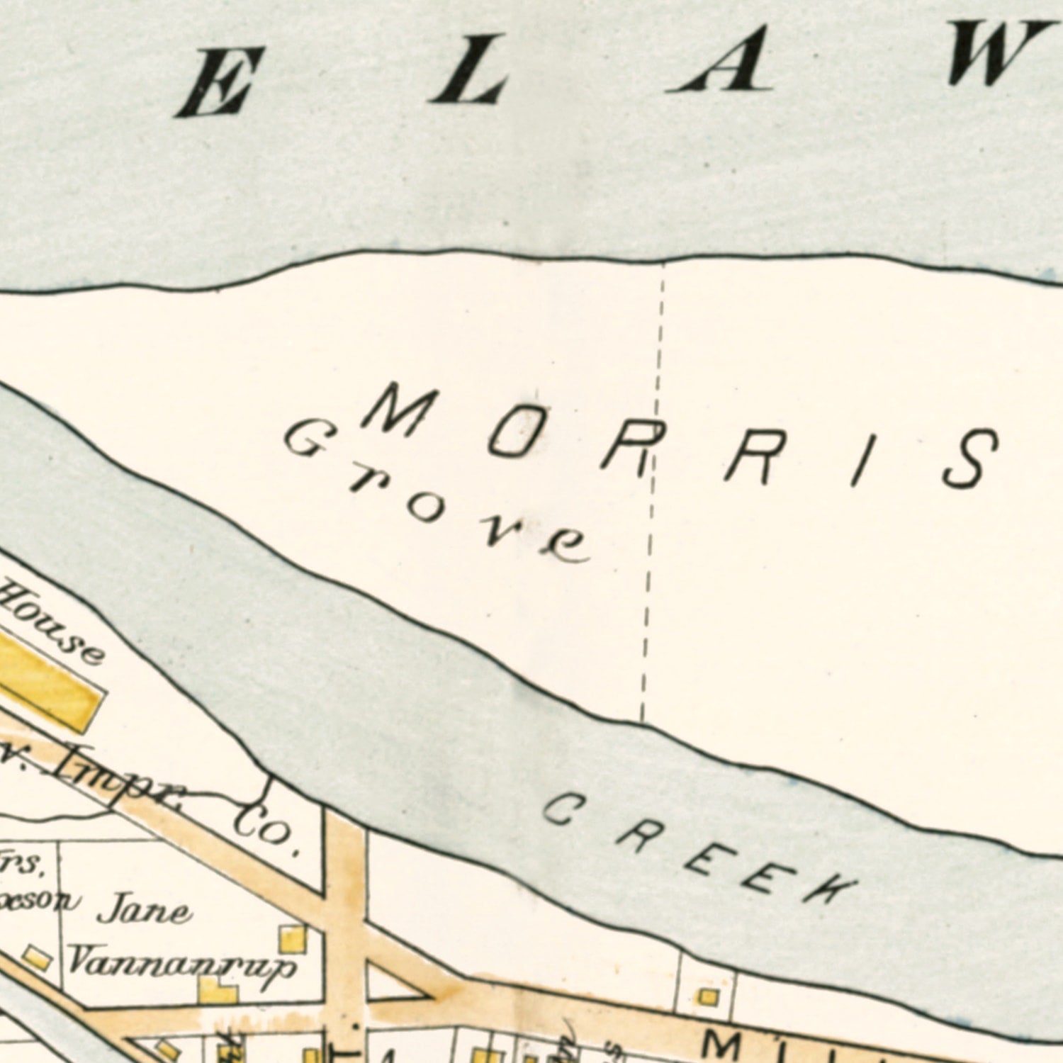 Restored historic details from the 1891 city map of Morrisville, Pennsylvania