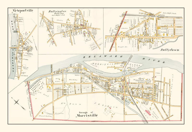 Size comparison using Vintage Map of Morrisville, Pennsylvania 1891