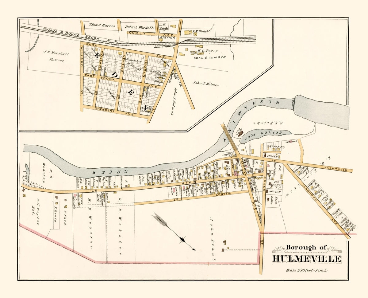 Preview of Vintage Map of Hulmeville, Pennsylvania 1891