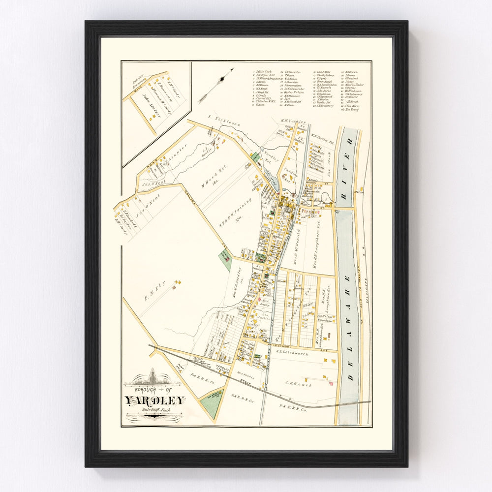 Yardley Vintage Map 1891