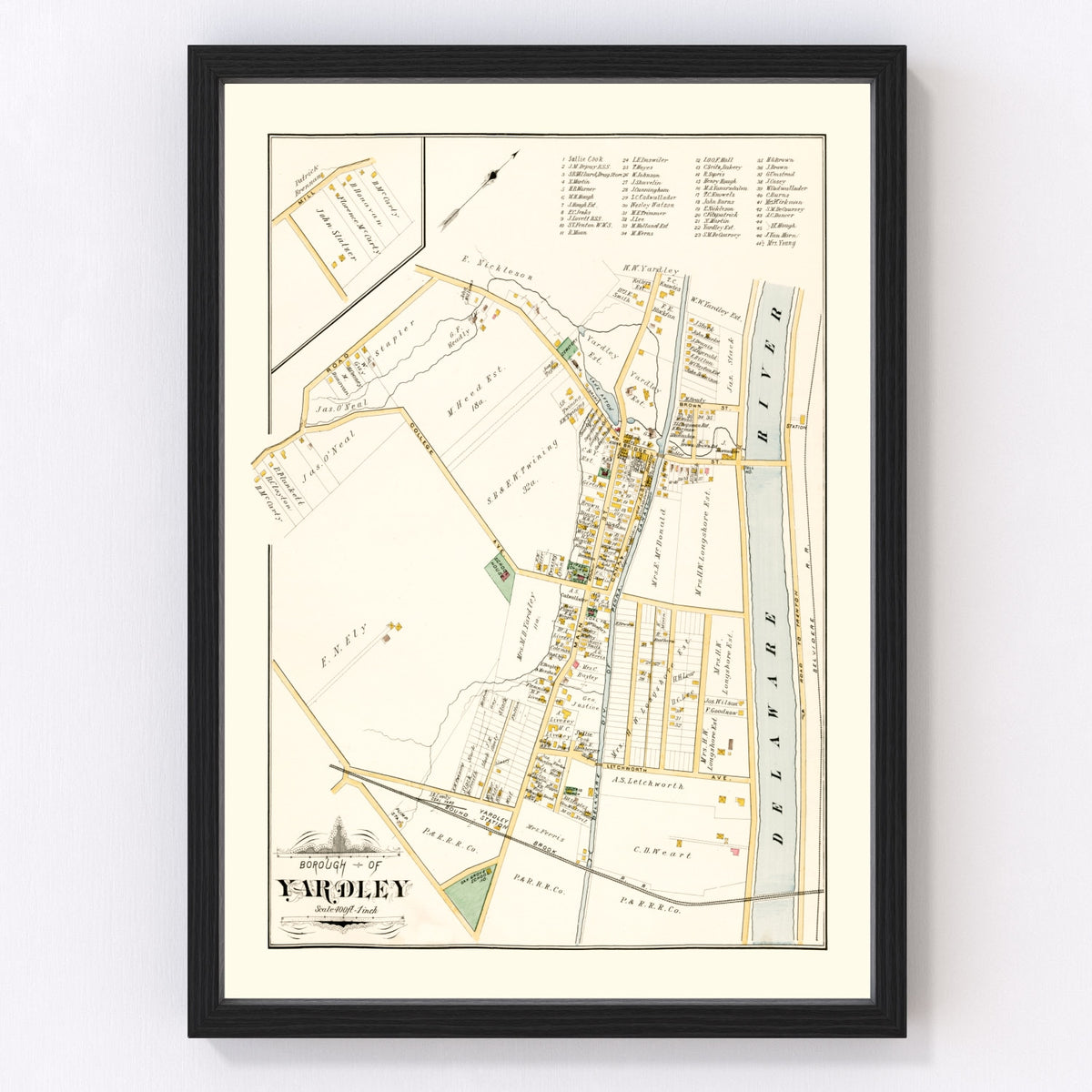 Yardley Vintage Map 1891
