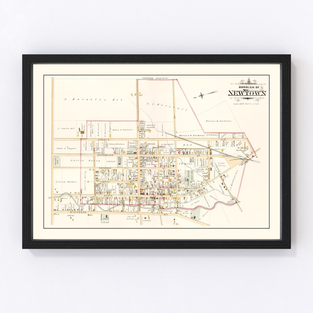 Newtown Vintage Map 1891