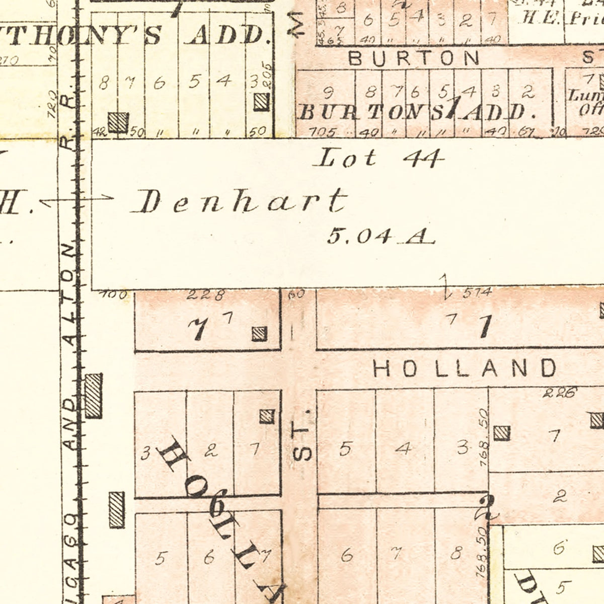 Restored historic details from the 1891 city map of Washington, Illinois