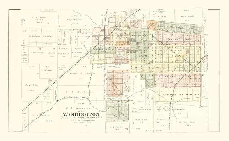 Size comparison using Vintage Map of Washington, Illinois 1891