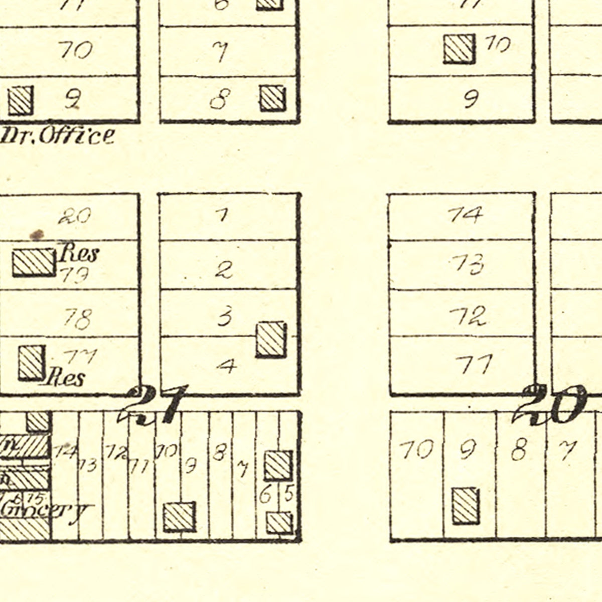 Restored historic details from the 1891 city map of Minier, Illinois