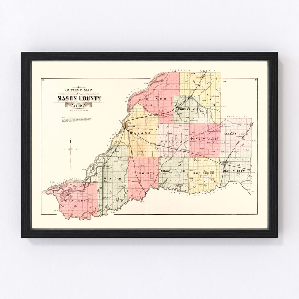 Mason County Vintage Map 1891
