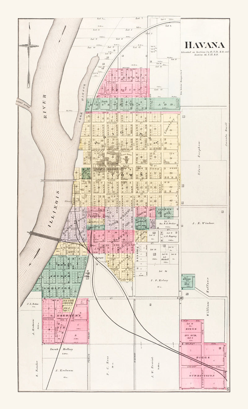 Size comparison using Vintage Map of Havana, Illinois 1891