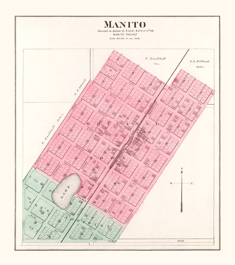 Size comparison using Vintage Map of Manito, Illinois 1891