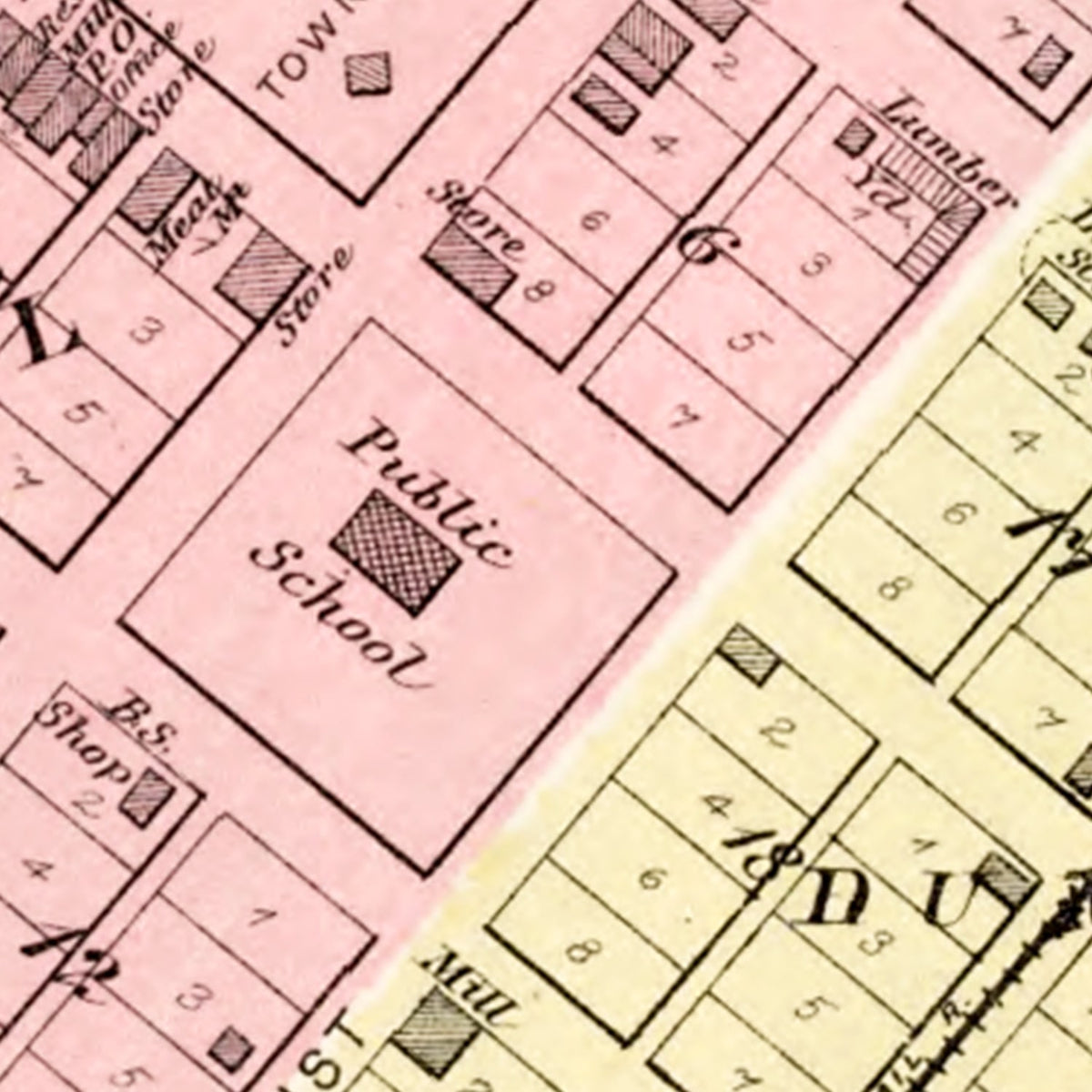 Restored historic details from the 1891 city map of Bath, Illinois