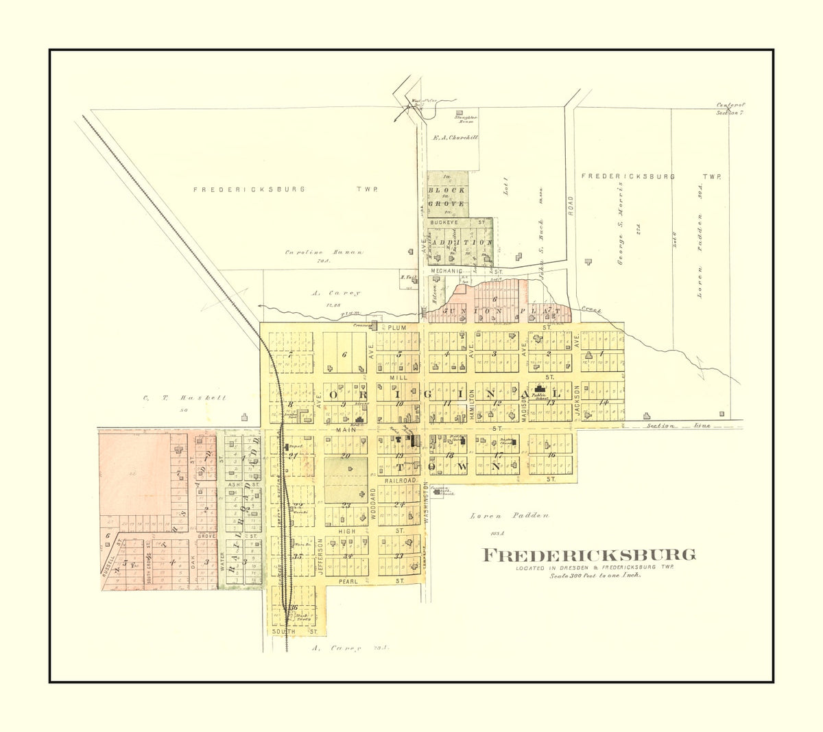 Preview of Vintage Map of Fredericksburg, Iowa 1892