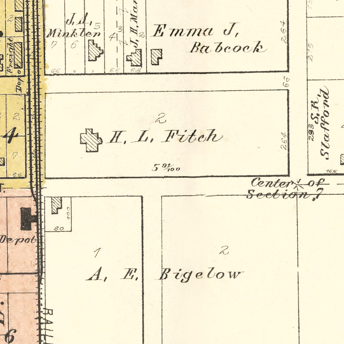 Restored historic details from the 1892 city map of New Hampton, Iowa