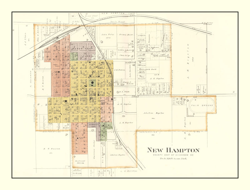 Size comparison using Vintage Map of New Hampton, Iowa 1892