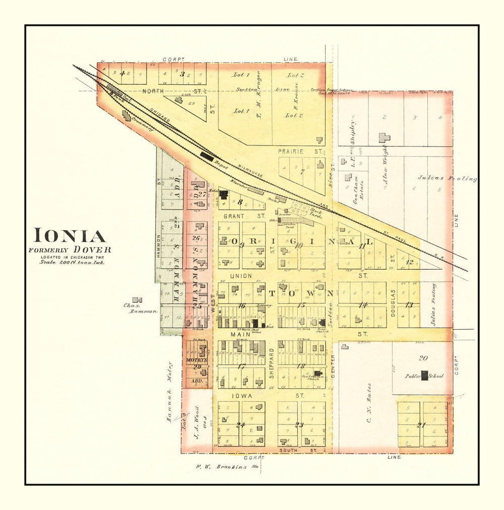 Vintage Map of Ionla, Iowa 1892 print style example