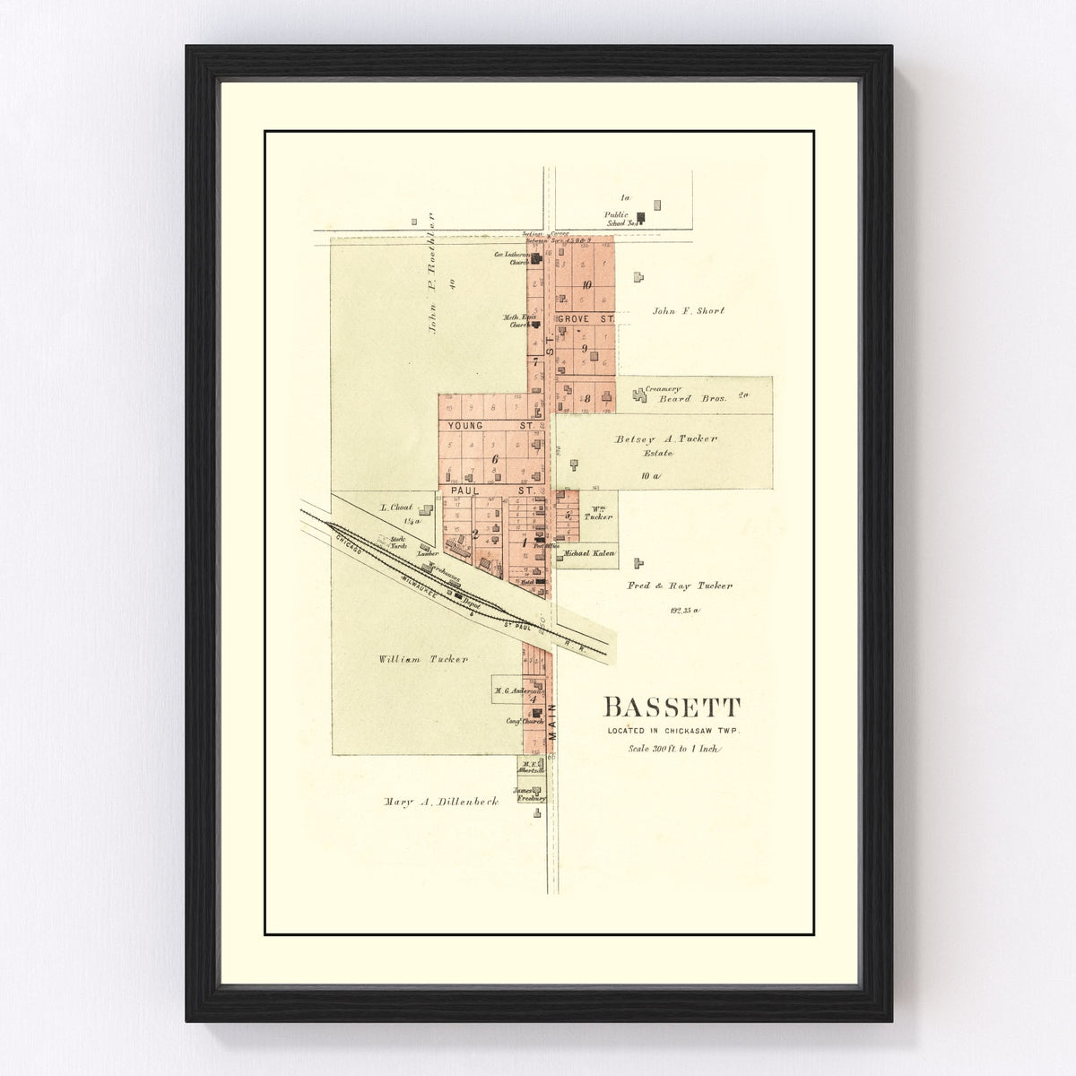 Bassett Vintage Map 1892