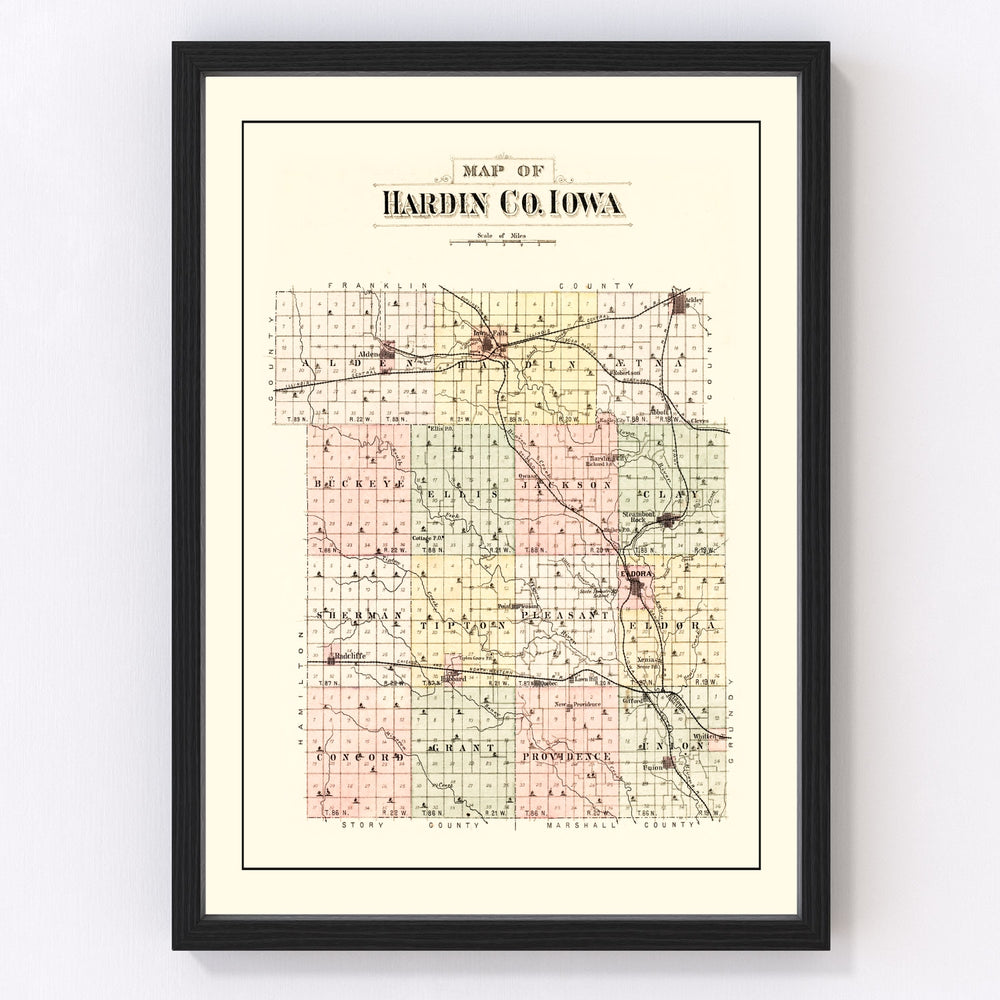 Hardin County Vintage Map 1892