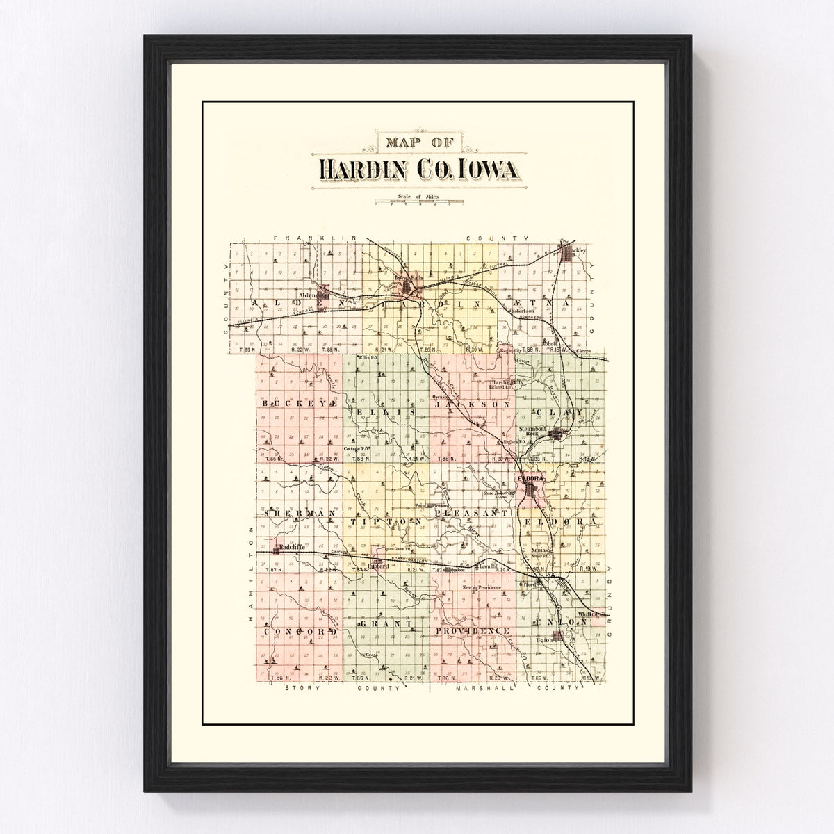 Hardin County Vintage Map 1892
