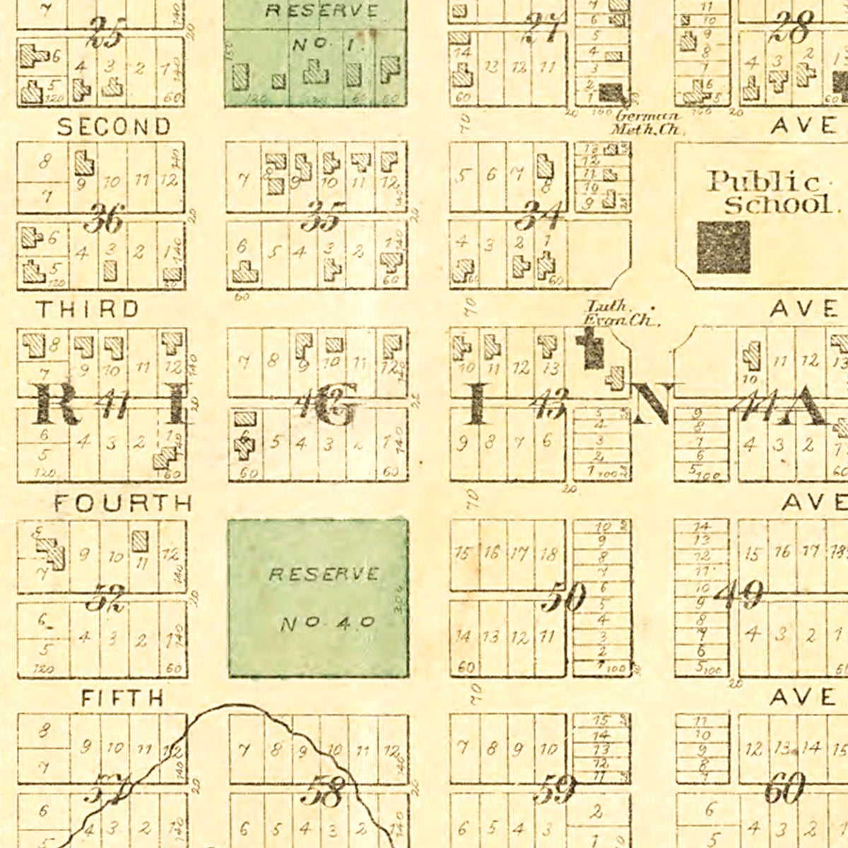 Restored historic details from the 1892 city map of Ackley, Iowa