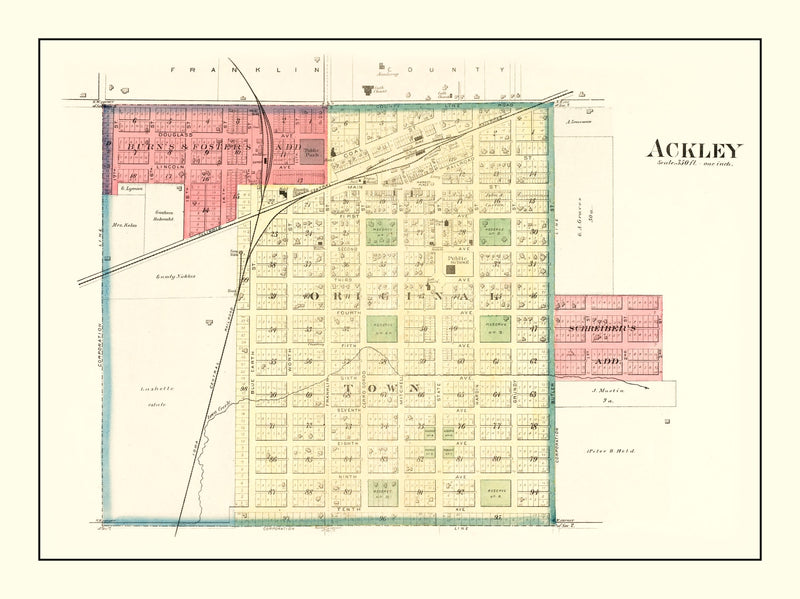 Size comparison using Vintage Map of Ackley, Iowa 1892