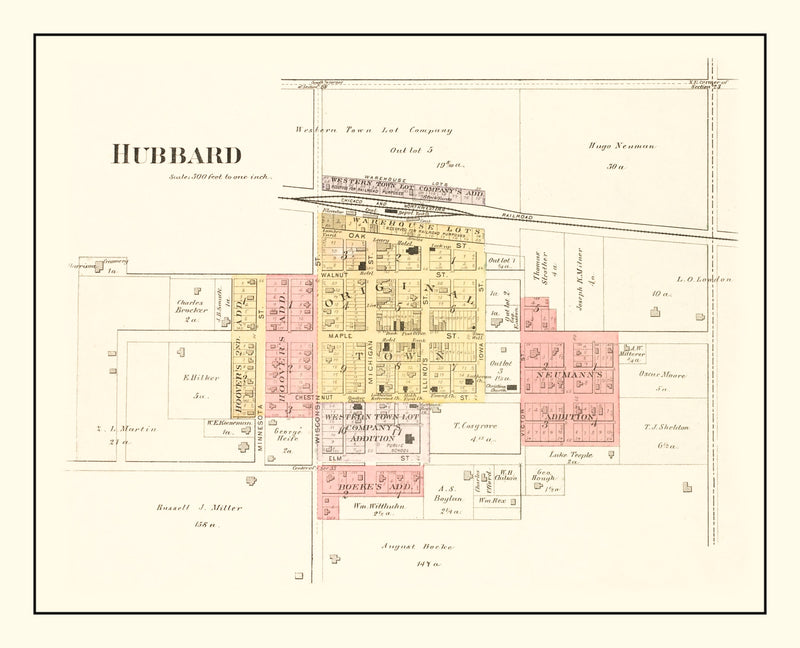 Size comparison using Vintage Map of Hubbard, Iowa 1892