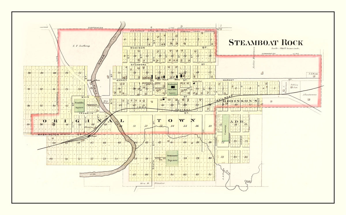 Preview of Vintage Map of Steamboat Rock, Iowa 1892