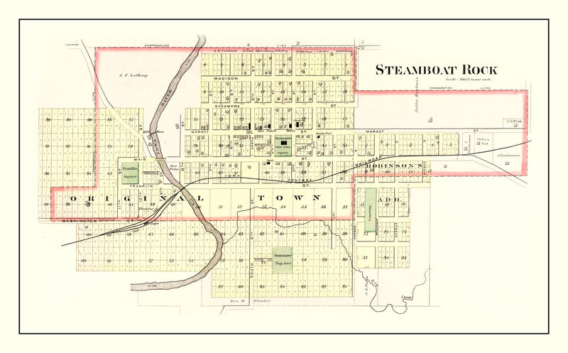 Size comparison using Vintage Map of Steamboat Rock, Iowa 1892
