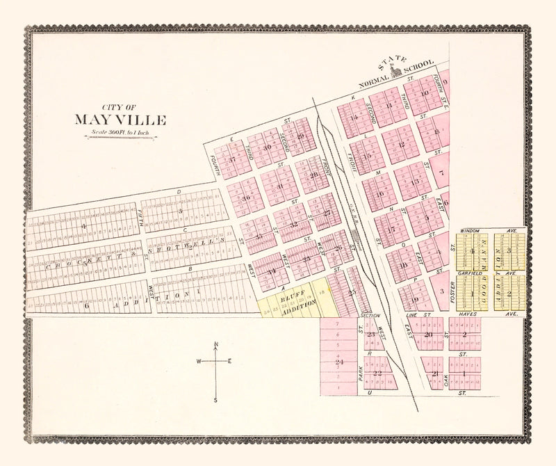 Size comparison using Vintage Map of Mayville, North Dakota 1892