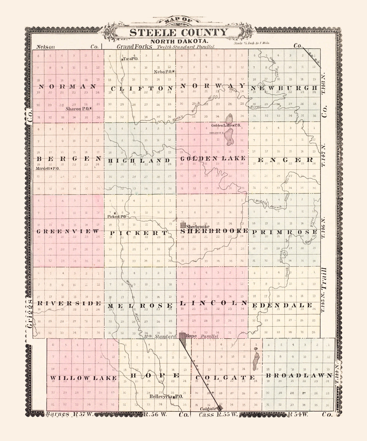 Preview of Vintage Map of Steele County, North Dakota 1892