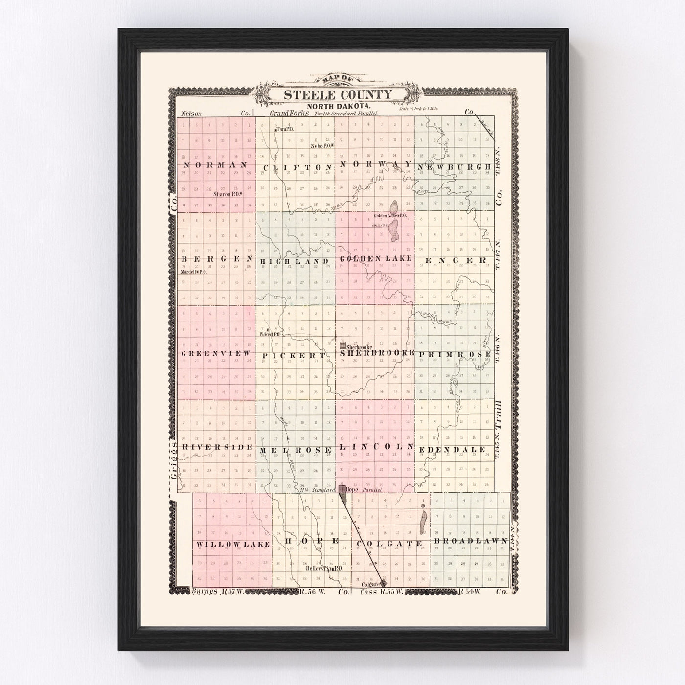 Steele County Vintage Map 1892