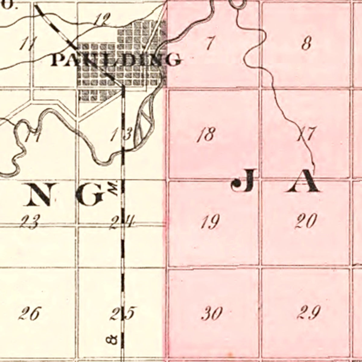 Restored historic details from the 1892 county map of Paulding County, Ohio