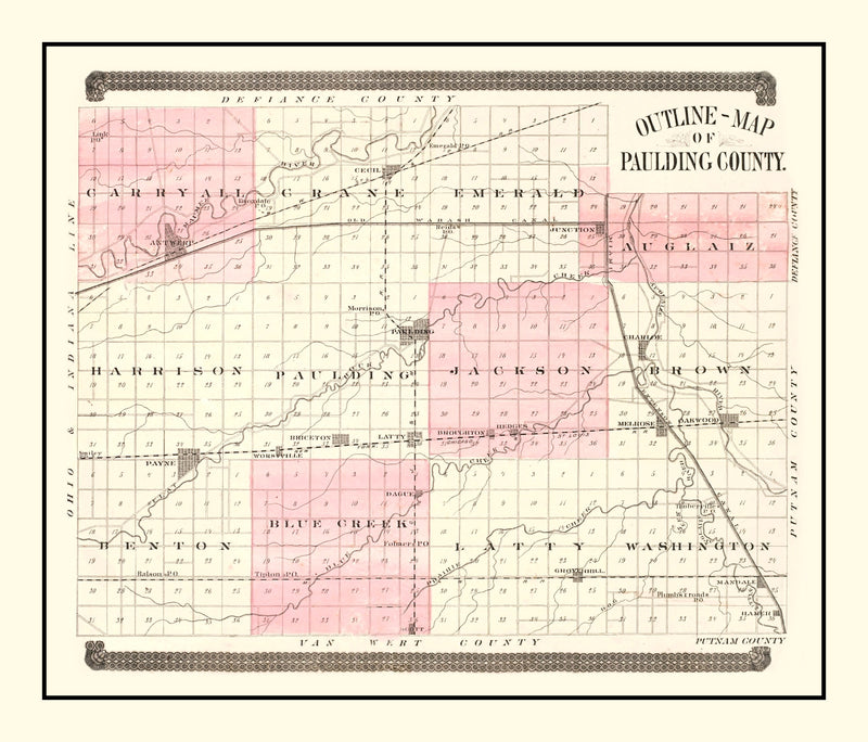 Size comparison using Vintage Map of Paulding County, Ohio 1892