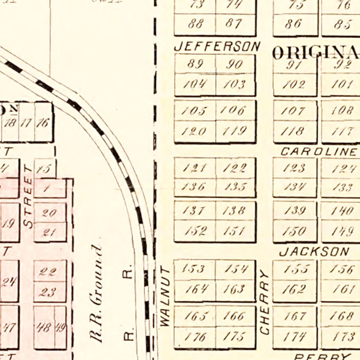 Restored historic details from the 1892 city map of Paulding, Ohio